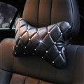 1PCS Plaid Bling Leather Car Neck Pillow Pretty Universal Auto Headrest for Female- Black