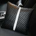 Beautiful Bling Women Rhinestone Auto Seat Lumbar Pillows PU Leather Square Cushions 1pcs - Black