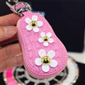 Beautiful Cute Daisy Universal Genuine Leather Auto Key Bags Key Chain - Pink