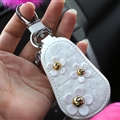 Beautiful Cute Daisy Universal Genuine Leather Auto Key Bags Key Chain - White