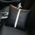 Beautiful Flower Women Rhinestone Auto Seat Lumbar Pillows PU Leather Square Cushions 1pcs - Black