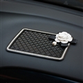 Camellia Bling Rhinestone Automobile Non-Slip Mat Silicone Auto Anti-Slip Pads - Black