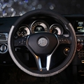 Diamond Nice Pretty PU Leather Vehicle Steering Wheel Covers 15 inch 38CM - Black