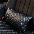 Great Pretty Female Rhinestone Car Seat Waist Pillows PU Leather Rectangle Cushions 1pcs - Black
