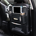 Leather Large Waterproof Felt Auto Seat Back Organizer Holder Pocket Hanger Storage Bag - Black