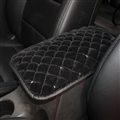 Plush Women Rhinestone Pad Armrest Cushions 1pcs Winter Warm Crystal Universal Car Armrest - Black