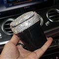 Portable Car Ashtray with Led Light Crystal Bling Bling Car Ash Tray Storage Cup Holder for Girls Woman - Black