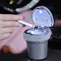 Portable Car Ashtray with Led Light Crystal Bling Bling Car Ash Tray Storage Cup Holder for Girls Woman - Silver