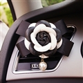 Abs Leather Beautiful Gorgeous Camellia 1pcs Car Air-Purify Clip Auto Air Out Perfume Clip - Black White