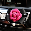 Abs Leather Beautiful Gorgeous Camellia 1pcs Car Air-Purify Clip Auto Air Out Perfume Clip - Rose