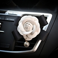 Abs Leather Beautiful Gorgeous Camellia 1pcs Car Air-Purify Clip Auto Air Out Perfume Clip - White