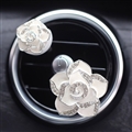 Abs Metal Beautiful Gorgeous Camellia 2pcs Car Air-Purify Clip Auto Air Out Perfume Clip - White