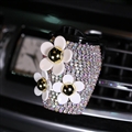 Daisy Crystal Bling Bling 1pcs Car Air-Purify Clip Auto Air Out Perfume Clip - AB White