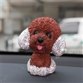 Resin Crystal Cartoon Teddy Shaking Head Car Ornaments Puppy Figurines Dog Doll Toys Car Styling - Brown
