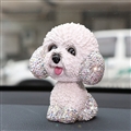 Resin Crystal Cartoon Teddy Shaking Head Car Ornaments Puppy Figurines Dog Doll Toys Car Styling - White