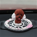 Resin Crystal Cartoon Teddy Shaking Head Car Ornaments Puppy Figurines With Anti-Slip Mat Car Styling - Brown