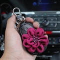 Beautiful Cute Flower Universal Genuine Leather Auto Key Bags Key Chain - Black