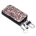 Luxurious Beautiful Crystal Genuine Leather Auto Key Bags Key Chain - Purple