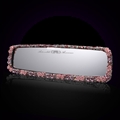 Pretty Flower Bling Bling Diamonds Crystal Car Rearview Mirror Auto Brilliant Rearview Mirror - Pink