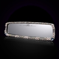 Pretty Flower Bling Bling Diamonds Crystal Car Rearview Mirror Auto Brilliant Rearview Mirror - White