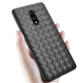BV Woven Shield Back Covers Silicone Cases Knitted pattern Skin for OnePlus 7 - Black