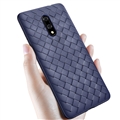 BV Woven Shield Back Covers Silicone Cases Knitted pattern Skin for OnePlus 7 - Blue