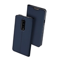 Classic Support Shell Book Cover Flip Leather Cases Holster Skin For OnePlus 7 Pro - Blue