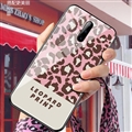 Lanyard Leopard Print Mirror Surface Silicone Glass Covers Protective Back Cases For OnePlus 7 Pro - Pink