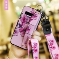 Lanyard Flower Silica Gel Shell TPU Shield Back Soft Cases Skin Covers for Samsung Galaxy S9 Plus S9+ - Purple