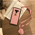 Lanyard Lattices Silica Gel Shell TPU Shield Back Soft Cases Skin Covers for Samsung Galaxy Note9 - Pink