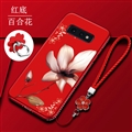 Lily Flower Matte Silica Gel Shell TPU Shield Back Soft Cases Skin Covers for S10 Lite S10E - Red