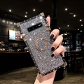 Luxury Crystal Bracket Soft Case Protective Shell Cover for Samsung Galaxy S10 - Grey