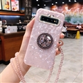 Luxury Diamond Lanyard Shuck Bling Case Protective Shell Cover for Samsung Galaxy S10 - Pink