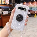 Luxury Diamond Lanyard Shuck Bling Case Protective Shell Cover for Samsung Galaxy S10 - White
