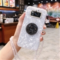 Luxury Diamond Lanyard Shuck Bling Case Protective Shell Cover for Samsung Galaxy S8+ - White