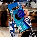 Personality Camera Silicone Lanyard Covers Wristband Back Shell Soft Cases For Samsung Galaxy Note9 - Blue