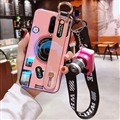 Personality Camera Silicone Lanyard Covers Wristband Back Shell Soft Cases For iPhone 11 Pro - Pink