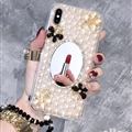 Flower Mirror Pearl Covers Rhinestone Diamond Cases For iPhone 6 Plus - 01