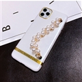 Fashion Bling Pearl Bracelet Covers Rhinestone Diamond Cases For iPhone 6S Plus - White