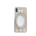Bow Mirror Pearl Covers Rhinestone Diamond Cases For iPhone XS Max - 01