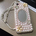 Flower Mirror Pearl Covers Rhinestone Diamond Cases For iPhone 8 - 02