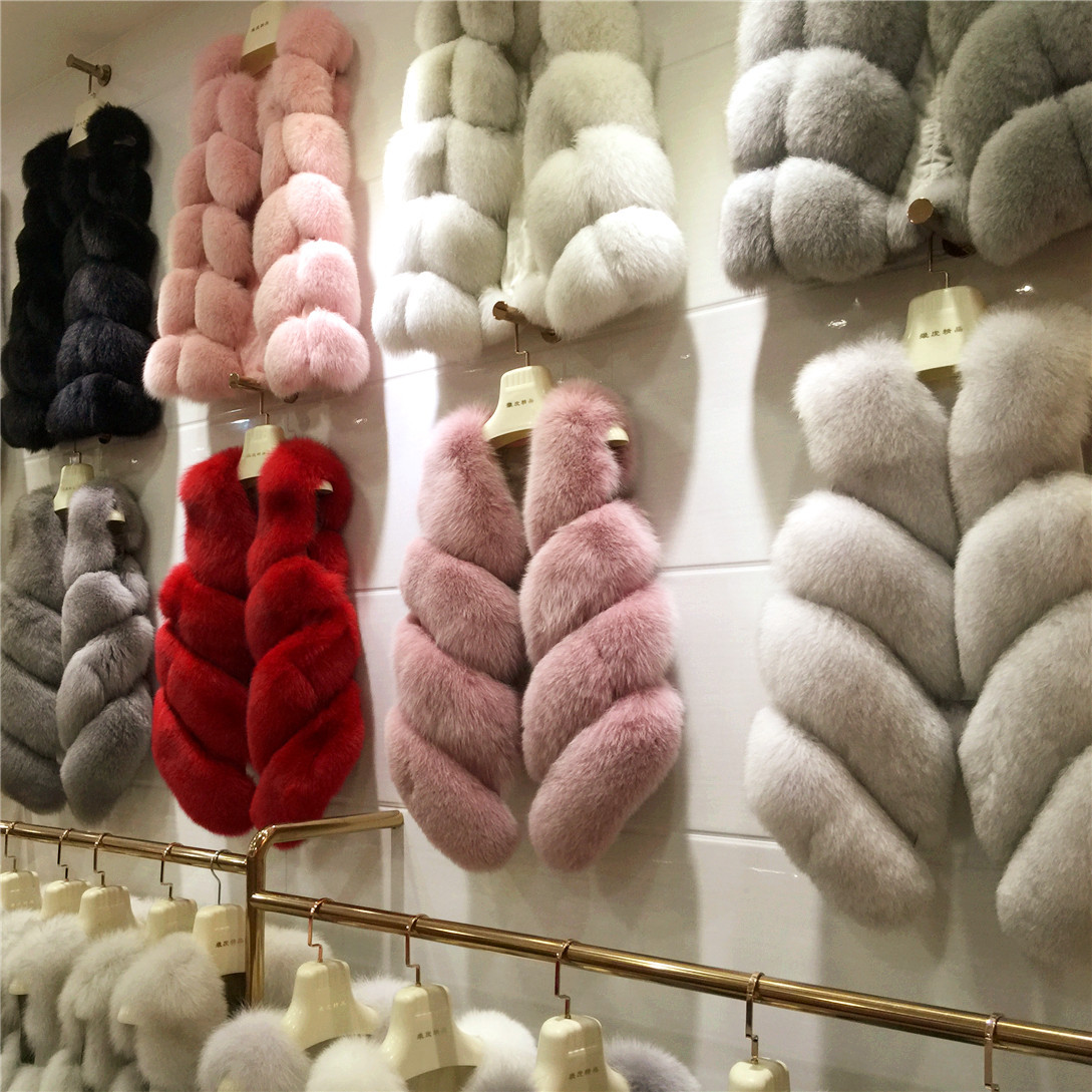 Cute Elegant Faux Fox Fur Vest Fashion Women Overcoat - Pink