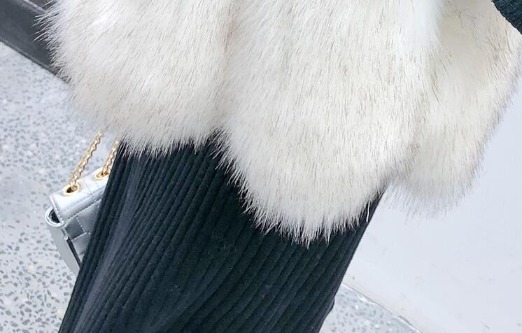 Mink Genuine Real Fox Fur Vest Fashion Women Medium-long With Belt Fur Waistcoat - White