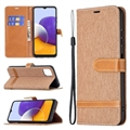 Business Bracket Ultrathin Leather Flip Cases Holster Covers For Samsung Galaxy A22 4G/5G LTE - Khaki
