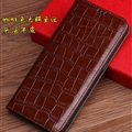 Classic Real Leather Flip Cases Genuine Holster Covers For Samsung Galaxy F52 5G - Crocodile Brown 2