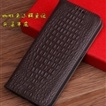 Classic Real Leather Flip Cases Genuine Holster Covers For Samsung Galaxy F52 5G - Crocodile Brown