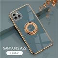 Finger Ring Magnet Metal Plating Shield Silicone Soft Cases Bracket Covers For Samsung Galaxy A22 4G/5G LTE - Gray