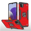 Holder Magnet Defence Shield Silicone Hard Cases Skin Covers For Samsung Galaxy A22 4G/5G LTE - Red
