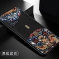 Leather Pattern Chinese Style Shield Silicone Soft Cases Back Covers For Samsung Galaxy F52 5G - Black 01
