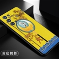 Leather Pattern Chinese Style Shield Silicone Soft Cases Back Covers For Samsung Galaxy F52 5G - Yellow 01